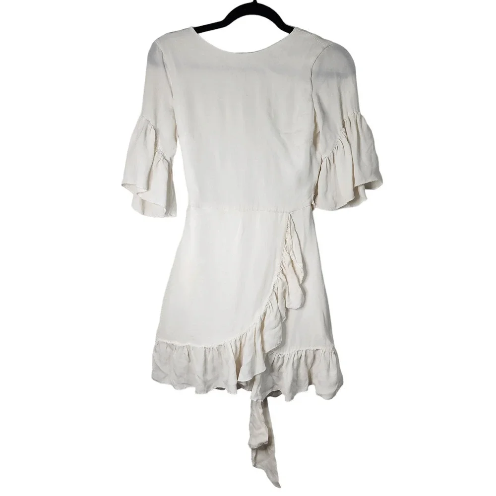 LPA | Dresses | Lpa White Ruffle Silk Mini Dress Low Open Back Tie Bow Size  Xs | Poshmark